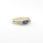 18ct yellow and white gold sapphire and diamond rub over set ring