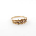9ct yellow gold garnet and pearl antique style ring