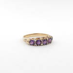 9ct yellow gold amethyst and diamond london bridge style ring