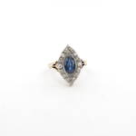 18ct yellow gold and platinum art deco sapphire and diamond set ring