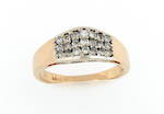 14ct yellow gold multi diamond ring