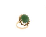 Fancy 18ct yellow gold greenstone set dress ring