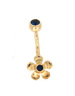 9ct yellow gold coloured stone 'flower' navel bar
