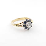 18ct yellow gold/platinum sapphire and diamond dress ring