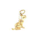 9ct yellow/white gold cubic zirconia 'Dog' charm