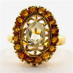 9ct yellow gold light peridot and citrine ring
