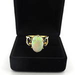 9ct yellow gold solid opal ring