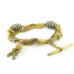 15ct yellow gold antique tassel and t-bar bracelet
