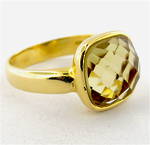 18ct yellow gold checkerboard cut citrine dress ring