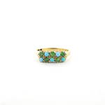 18ct yellow gold turquoise and demantoid garnet ring