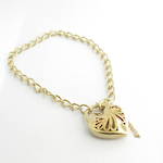 9ct yellow gold curb link heart padlock bracelet