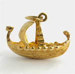 9ct yellow gold viking ship charm