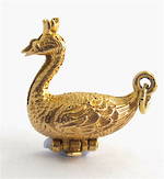 9ct yellow gold 'swan lake' swan with ballet slipper charm