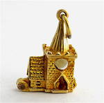 9ct yellow gold church charm - set with The Lords Prayer magnified inside