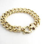9ct yellow gold diamond set heavy curb link bracelet