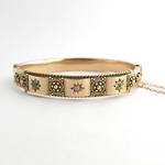 9ct rose gold antique peridot & old cut diamond hinged bangle