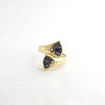 18ct yellow gold sapphire and diamond fan style ring