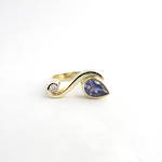 9ct yellow gold Iolite and diamond ring