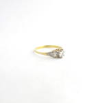18ct yellow gold and platinum diamond solitaire ring with diamond set shoulders