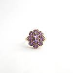 9ct yellow gold amethyst cluster style ring