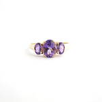 9ct yellow gold 3 stone amethyst ring