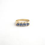 9ct yellow gold ceylon 4 stone sapphire and diamond ring