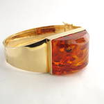 18ct yellow gold amber hinged bangle