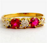 18ct yellow gold synthetic ruby & old cut diamond antique ring