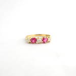 18ct yellow gold synthetic ruby & old cut diamond antique ring