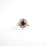 18ct yellow & white gold ruby and diamond cluster ring