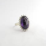 14ct white gold amethyst and diamond cluster ring