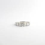 18ct white gold diamond solitaire ring set with princess & baguette shoulder diamonds