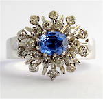 18ct white gold ceylon sapphire and diamond cluster ring