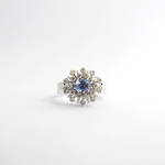 18ct white gold ceylon sapphire and diamond cluster ring