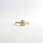 18ct yellow gold diamond solitaire ring with pave set shoulder diamonds