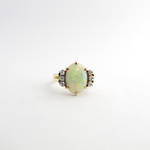 18ct yellow & white gold solid opal and diamond ring
