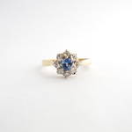 9ct yellow gold ceylon sapphire and diamond cluster ring