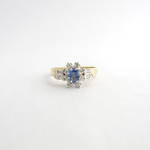 9ct yellow gold ceylon sapphire and diamond cluster ring