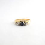 18ct yellow & white gold sapphire and diamond 3 stone ring