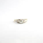 18ct yellow gold & platinum diamond solitaire ring with shoulder diamond detail