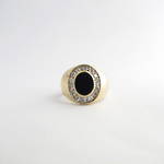 10ct yellow gold onyx and diamond cluster ring
