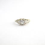 18ct yellow and white gold & platinum diamond solitaire ring