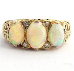 9ct yellow gold opal and diamond ring