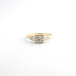 18ct yellow gold and platinum vintage solitaire diamond ring