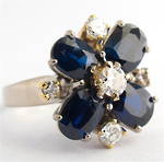 18ct white and yellow gold sapphire and diamond cluster ring