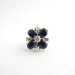 18ct white and yellow gold sapphire and diamond cluster ring