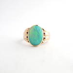 9ct rose gold solid semi-black opal ring
