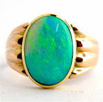 9ct rose gold solid semi-black opal ring