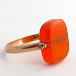 Antique 9ct rose gold carnelian spinner ring