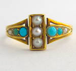 15ct yellow gold antique turquoise and pearl ring